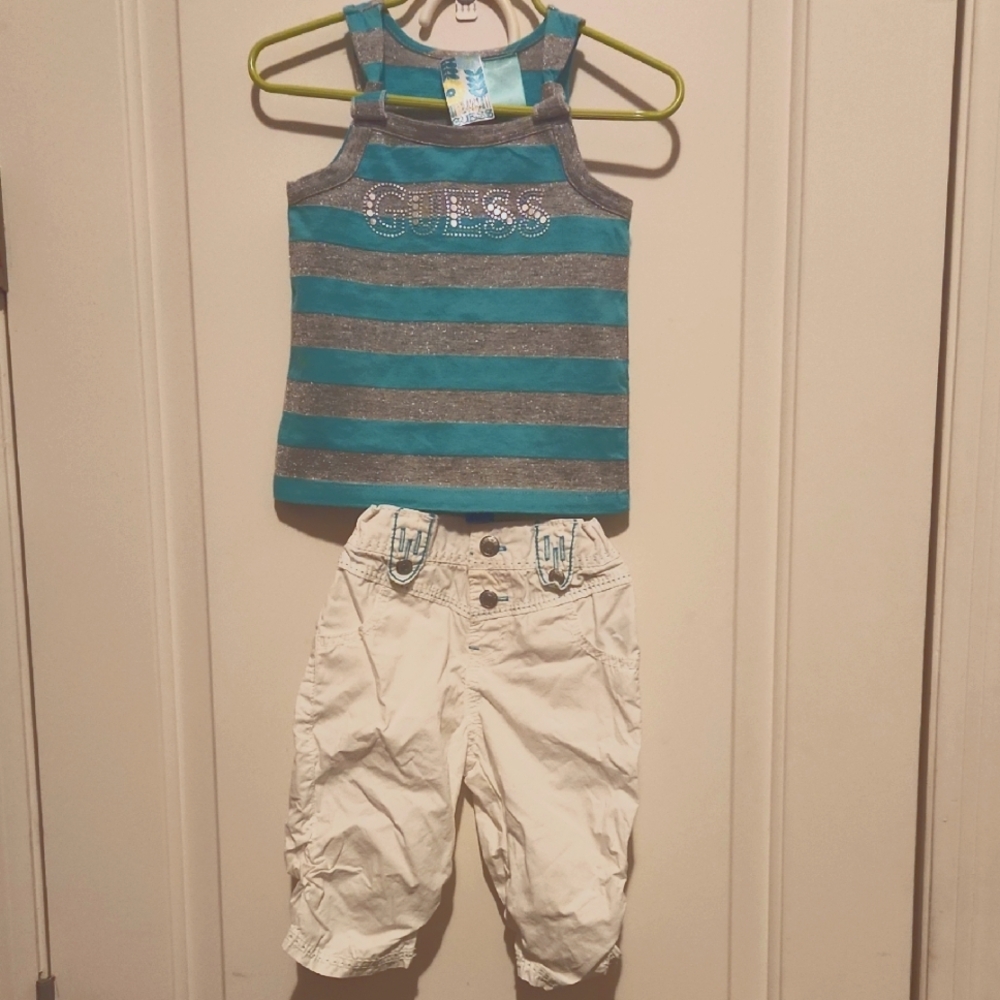 Baby GUESS Striped Tank Top w/matching Cotton Capri's. NWOT Size 24m